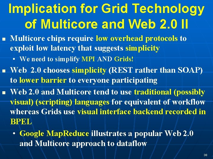Implication for Grid Technology of Multicore and Web 2. 0 II Multicore chips require Implication for Grid Technology of Multicore and Web 2. 0 II Multicore chips require