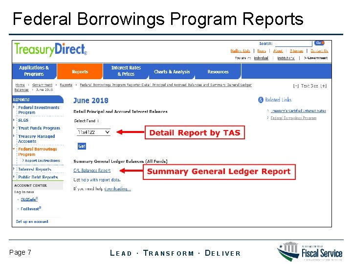 Federal Borrowings Program Reports https: //www. treasurydirect. gov/govt/reports/tbp. htm Page 7 LEAD ∙ TRANSFORM