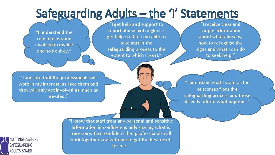 Safeguarding Adults – the ‘I’ Statements “I understand the role of everyone involved in