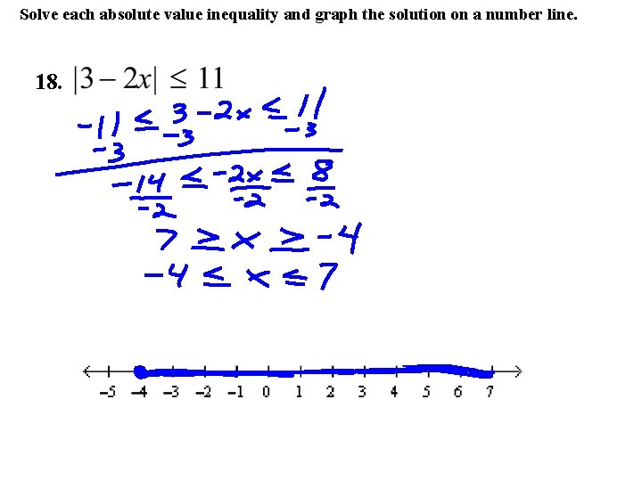 Solve each absolute value inequality and graph the solution on a number line. 18.