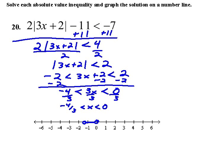 Solve each absolute value inequality and graph the solution on a number line. 20.