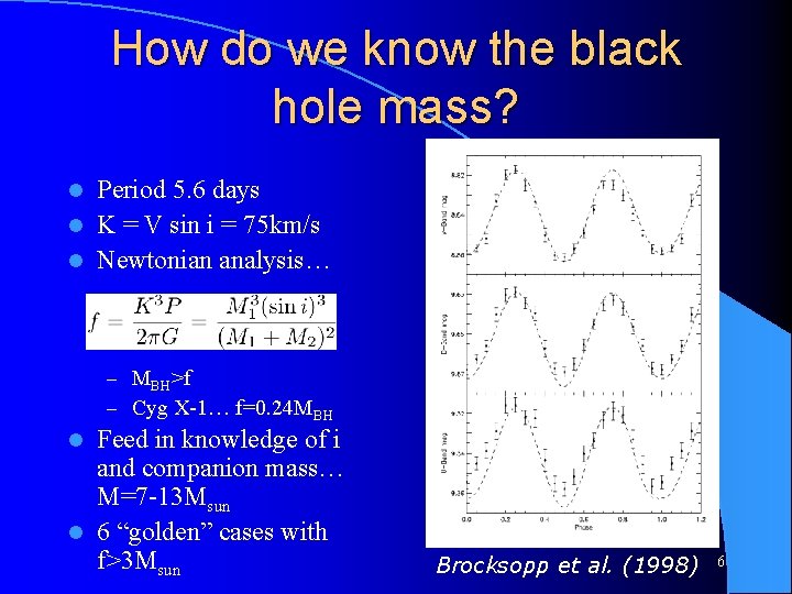 How do we know the black hole mass? Period 5. 6 days l K