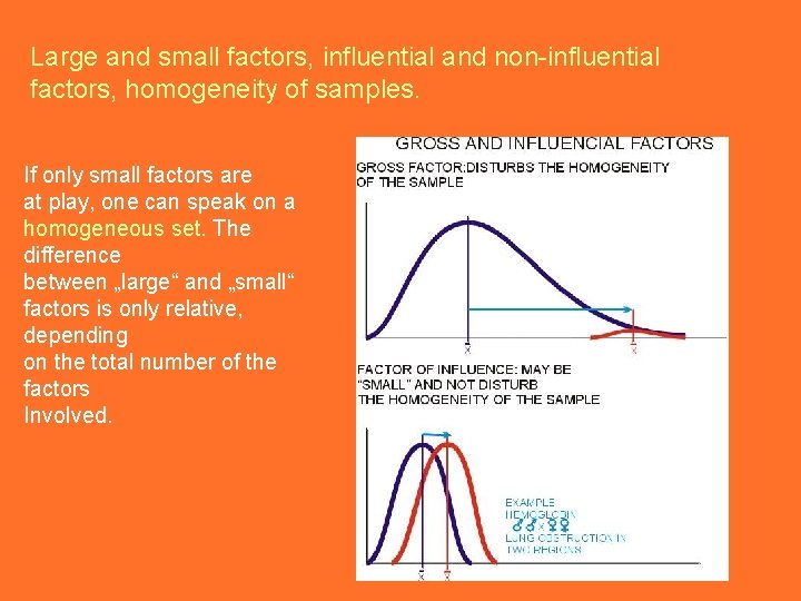 Large and small factors, influential and non-influential factors, homogeneity of samples. If only small