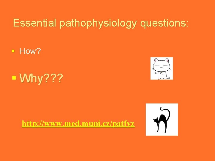 Essential pathophysiology questions: § How? § Why? ? ? http: //www. med. muni. cz/patfyz