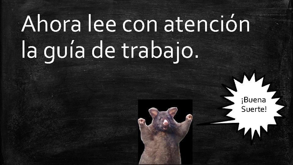 Ahora lee con atención la guía de trabajo. ¡Buena Suerte! 