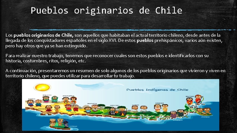 Pueblos originarios de Chile Los pueblos originarios de Chile, son aquellos que habitaban el
