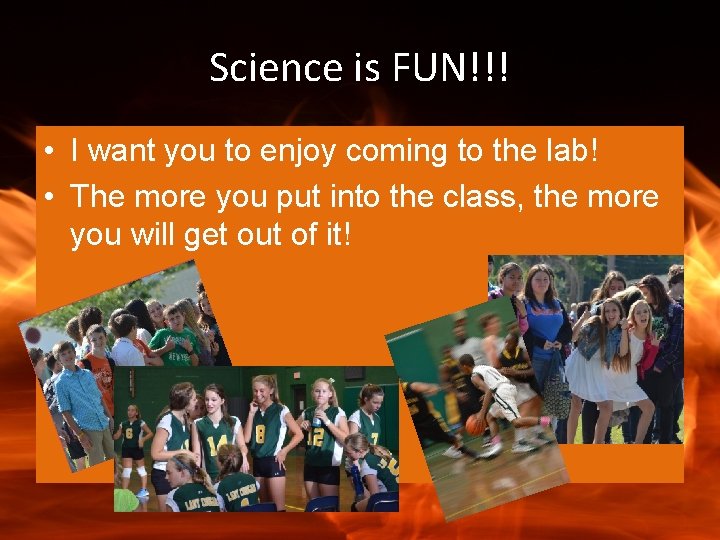 Science is FUN!!! • I want you to enjoy coming to the lab! •