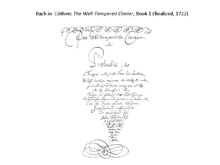Bach in Cöthen: The Well-Tempered Clavier, Book 1 (finalized, 1722) 
