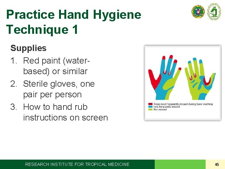 Practice Hand Hygiene Technique 1 Supplies 1. Red paint (waterbased) or similar 2. Sterile