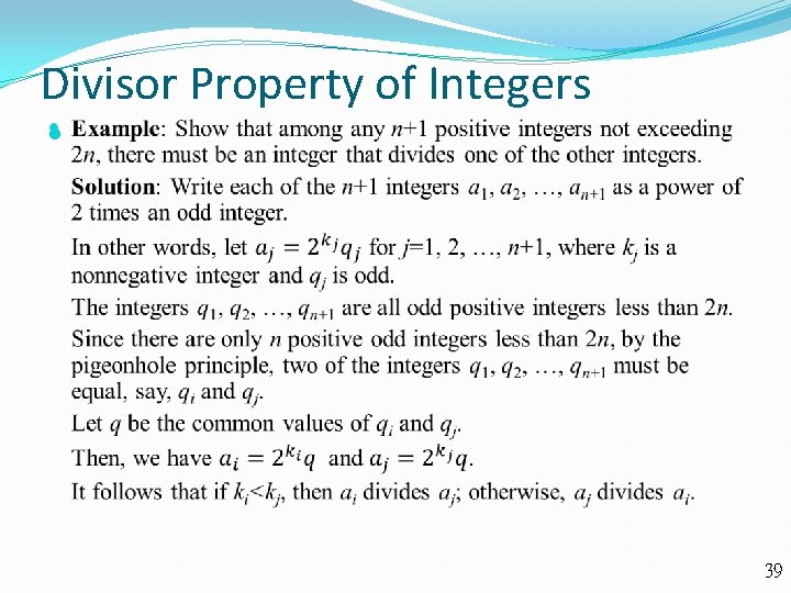 Divisor Property of Integers 39 