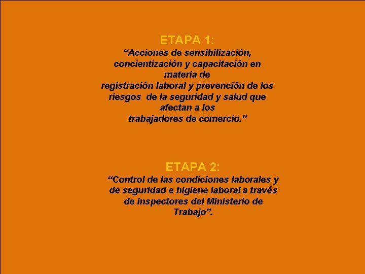 ETAPA 1: “Acciones de sensibilización, concientización y capacitación en materia de registración laboral y