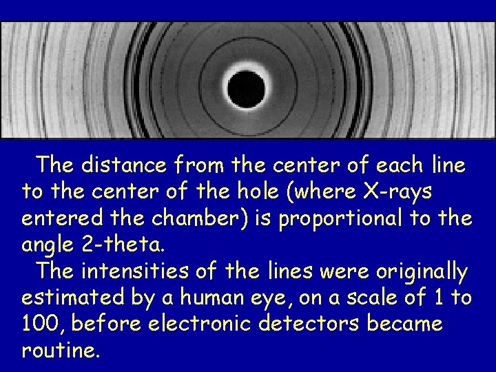 The distance from the center of each line to the center of the hole