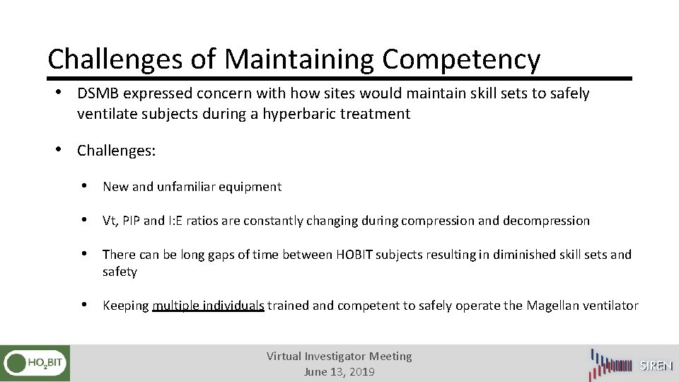 Challenges of Maintaining Competency • DSMB expressed concern with how sites would maintain skill