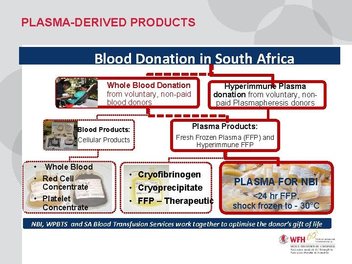 PLASMA-DERIVED PRODUCTS Blood Donation in South Africa Whole Blood Donation from voluntary, non-paid blood