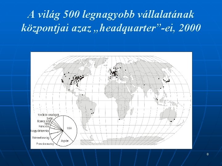 A világ 500 legnagyobb vállalatának központjai azaz „headquarter”-ei, 2000 8 