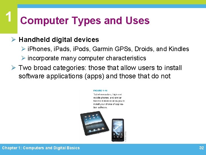 1 Computer Types and Uses Ø Handheld digital devices Ø i. Phones, i. Pads,