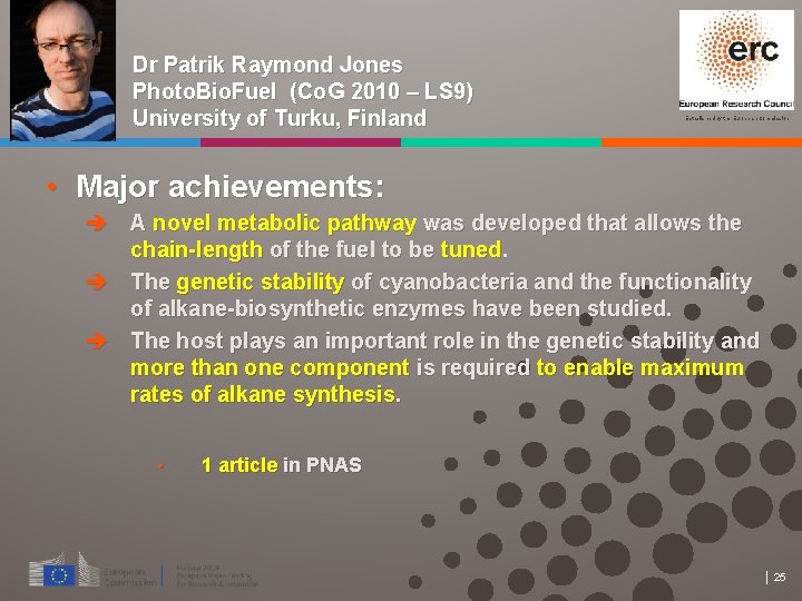 Dr Patrik Raymond Jones Photo. Bio. Fuel (Co. G 2010 – LS 9) University