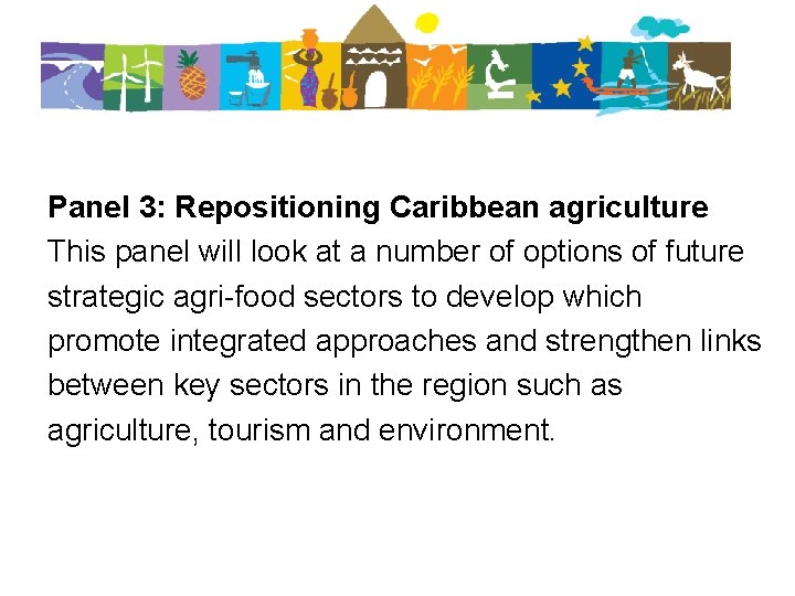 Panel 3: Repositioning Caribbean agriculture This panel will look at a number of options