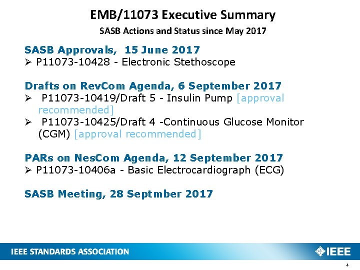 EMB/11073 Executive Summary SASB Actions and Status since May 2017 SASB Approvals, 15 June