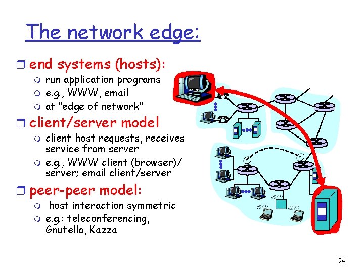 The network edge: r end systems (hosts): m m m run application programs e.