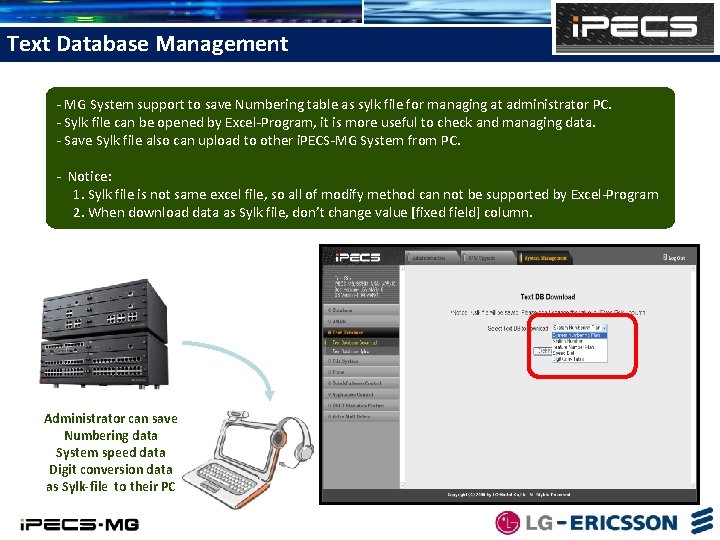 Text Database Management - MG System support to save Numbering table as sylk file