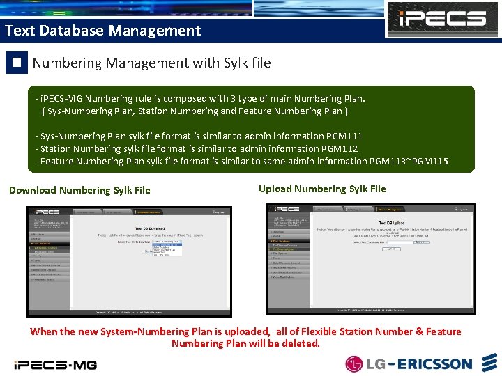 Text Database Management Numbering Management with Sylk file - i. PECS-MG Numbering rule is