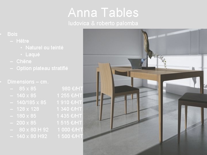 Anna Tables ludovica & roberto palomba • Bois – Hêtre • Naturel ou teinté