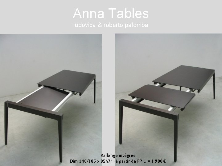 Anna Tables ludovica & roberto palomba Rallonge intégrée Dim 140/185 x 85 h 74