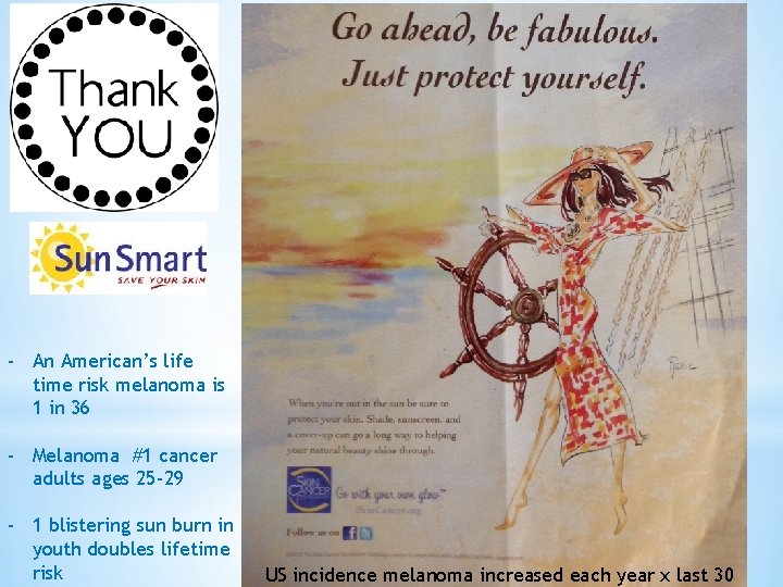 Add thank you & skin ca ad - An American’s life time risk melanoma