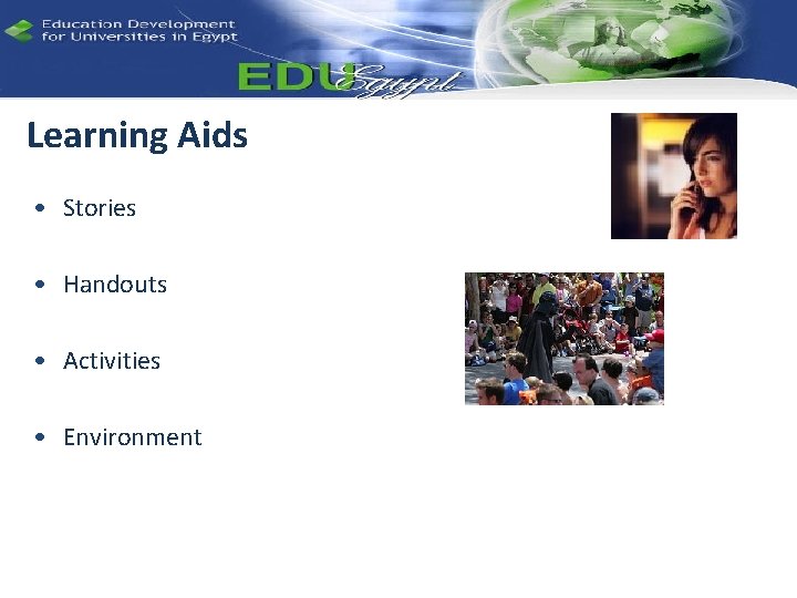 Learning Aids • Stories • Handouts • Activities • Environment 