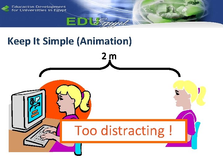 Keep It Simple (Animation) 2 m Too distracting ! 