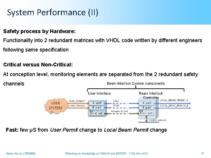 System Performance (II) Safety process by Hardware: Functionality into 2 redundant matrices with VHDL