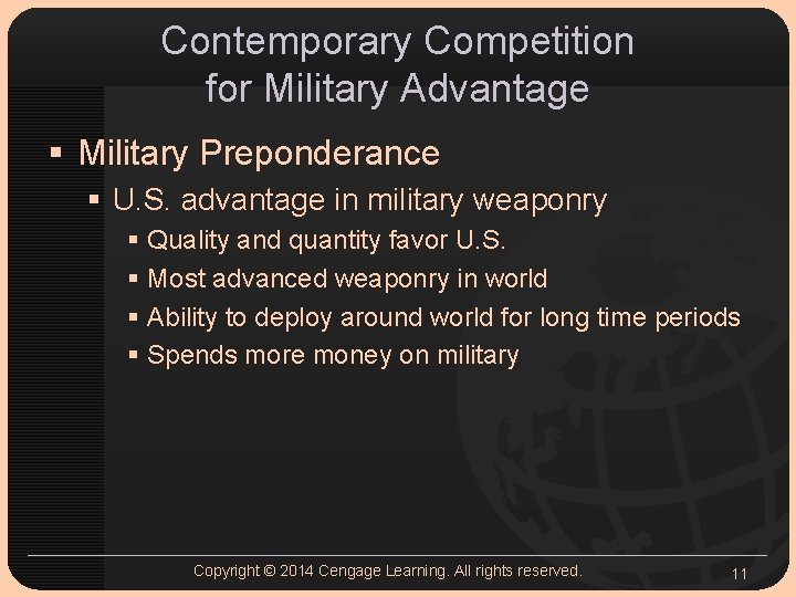 Contemporary Competition for Military Advantage § Military Preponderance § U. S. advantage in military