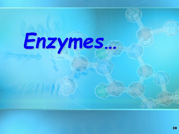 Enzymes… 30 