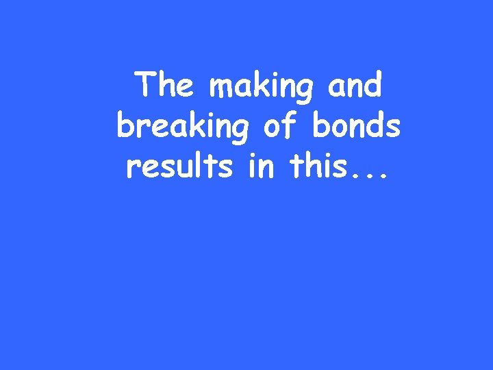The making and breaking of bonds results in this. . . 