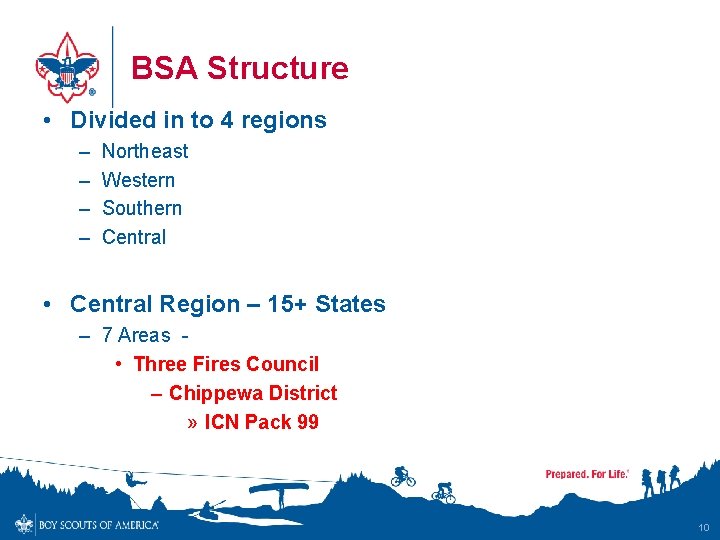 BSA Structure • Divided in to 4 regions – – Northeast Western Southern Central