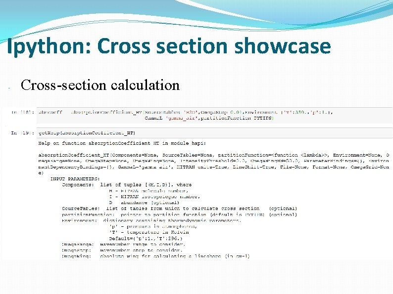 Ipython: Cross section showcase - Cross-section calculation 