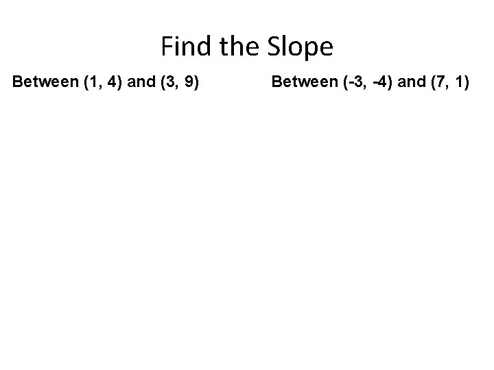 Find the Slope Between (1, 4) and (3, 9) Between (-3, -4) and (7,