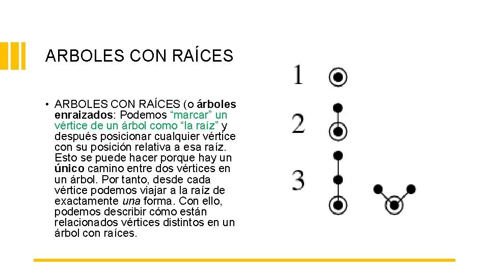 ARBOLES CON RAÍCES • ARBOLES CON RAÍCES (o árboles enraizados: Podemos “marcar” un vértice