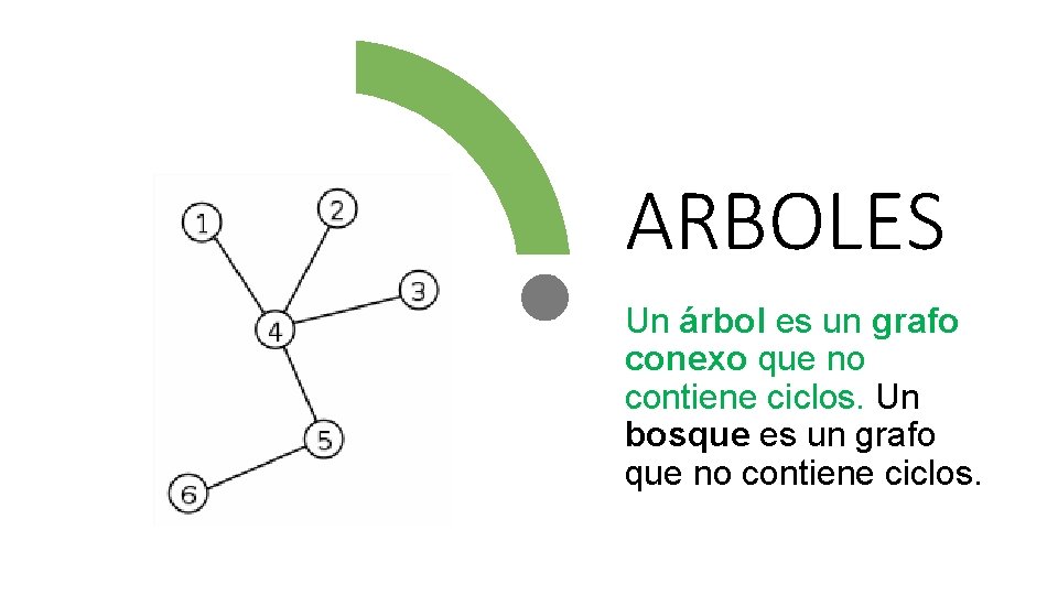 ARBOLES Un árbol es un grafo conexo que no contiene ciclos. Un bosque es