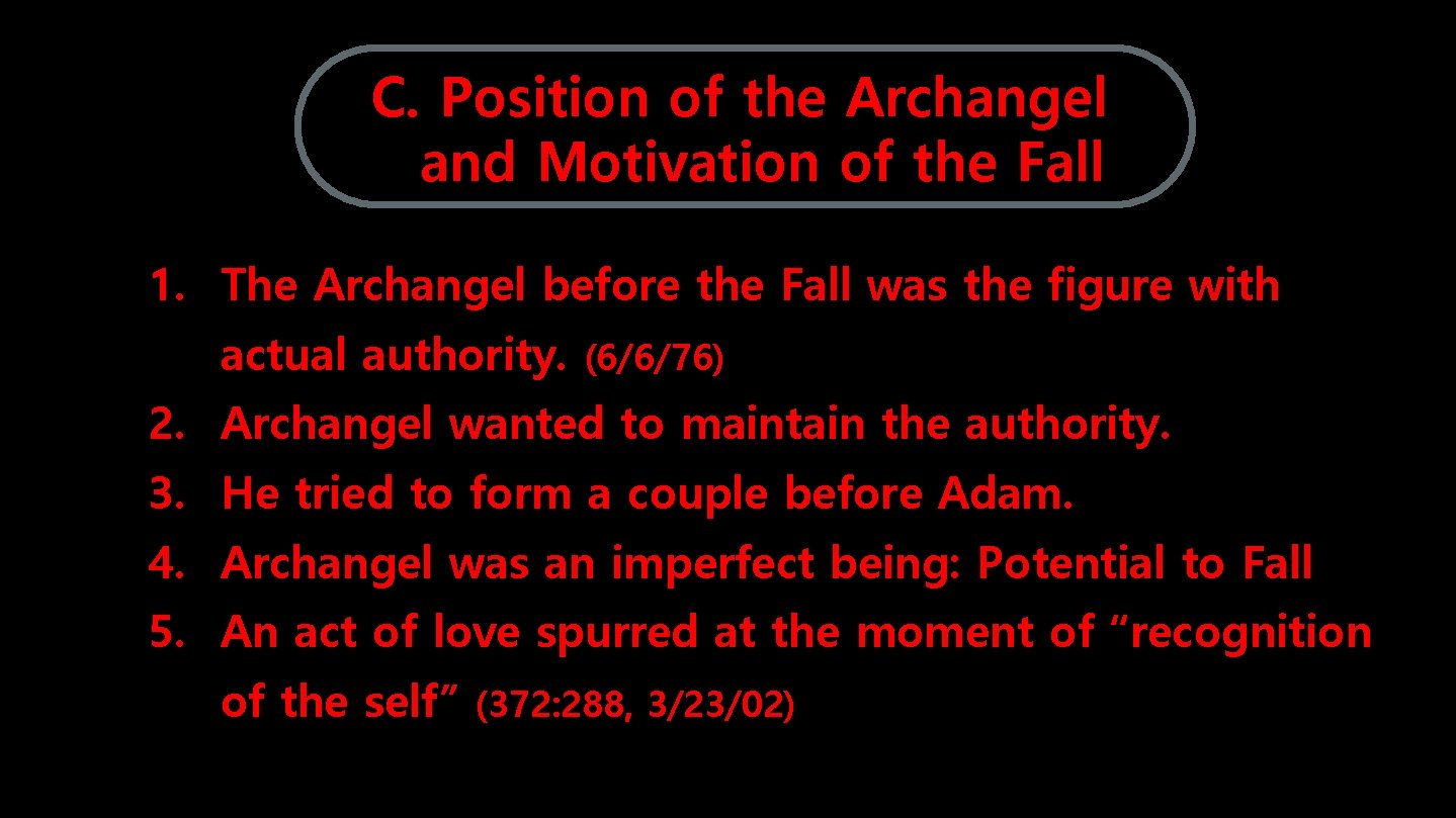 C. Position of the Archangel and Motivation of the Fall 1. The Archangel before