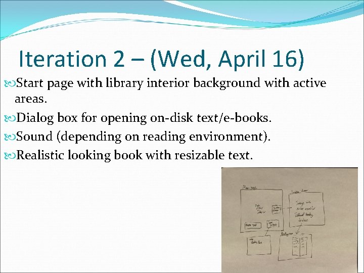 Iteration 2 – (Wed, April 16) Start page with library interior background with active