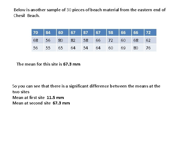 Below is another sample of 30 pieces of beach material from the eastern end