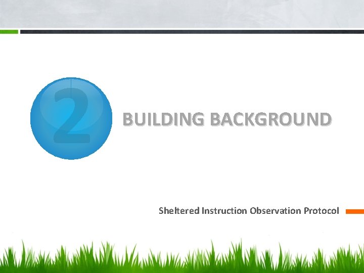2 BUILDING BACKGROUND Sheltered Instruction Observation Protocol 