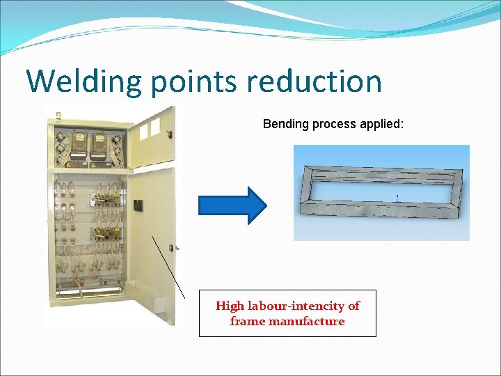Welding points reduction Bending process applied: High labour-intencity of frame manufacture 