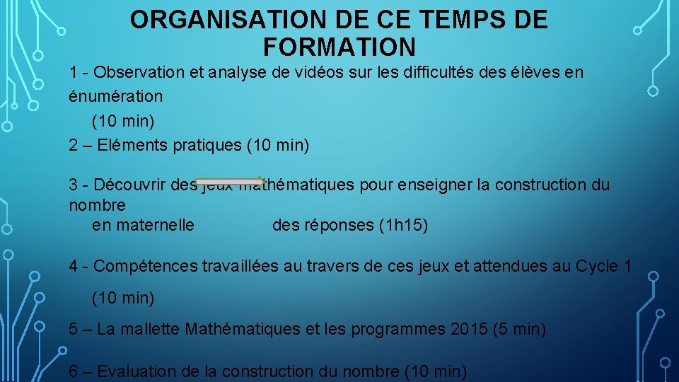 ORGANISATION DE CE TEMPS DE FORMATION 1 - Observation et analyse de vidéos sur