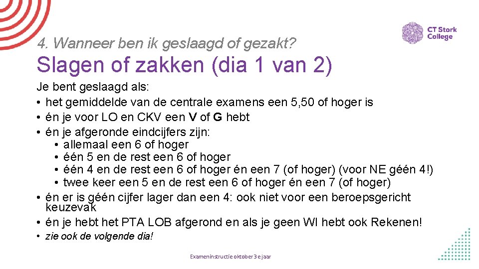 4. Wanneer ben ik geslaagd of gezakt? Slagen of zakken (dia 1 van 2)