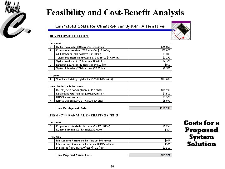 Feasibility and Cost-Benefit Analysis 30 