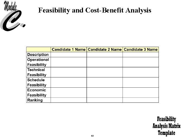 Feasibility and Cost-Benefit Analysis 49 