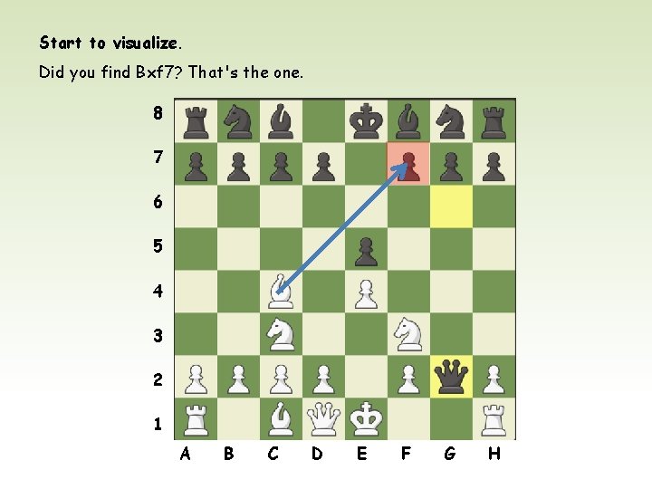 Start to visualize. Did you find Bxf 7? That's the one. 8 7 6